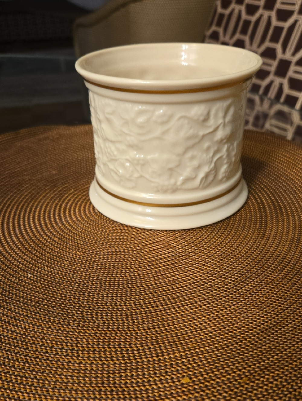 Lenox Cream Ceramic Wine Holder/Planter with Gold Backstamp